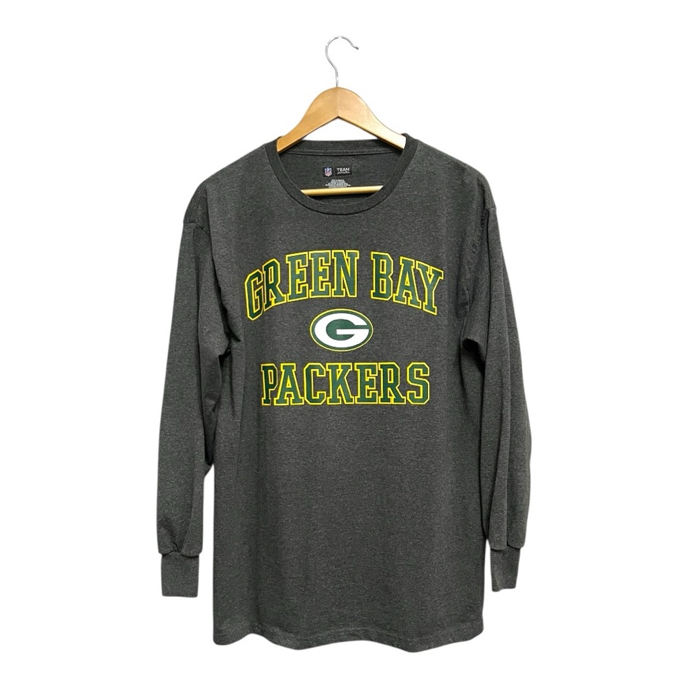 NFL Team Apparel Charcoal Grey Green Bay Packers Long Sleeve Tee, L